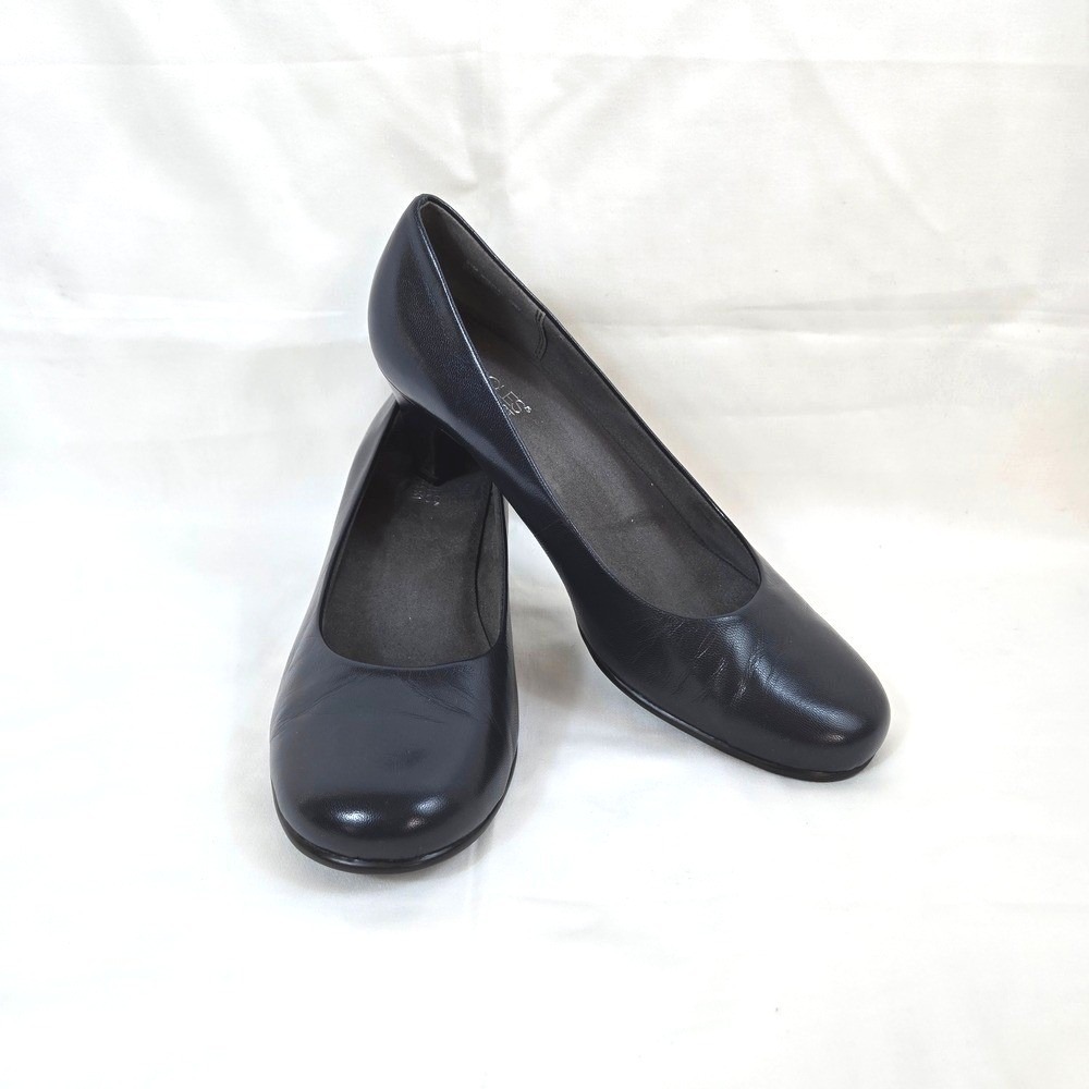 Aerosoles Heel Rest Womens Nice Play Navy‎ Round Toe Career Leather Pumps 9.5M